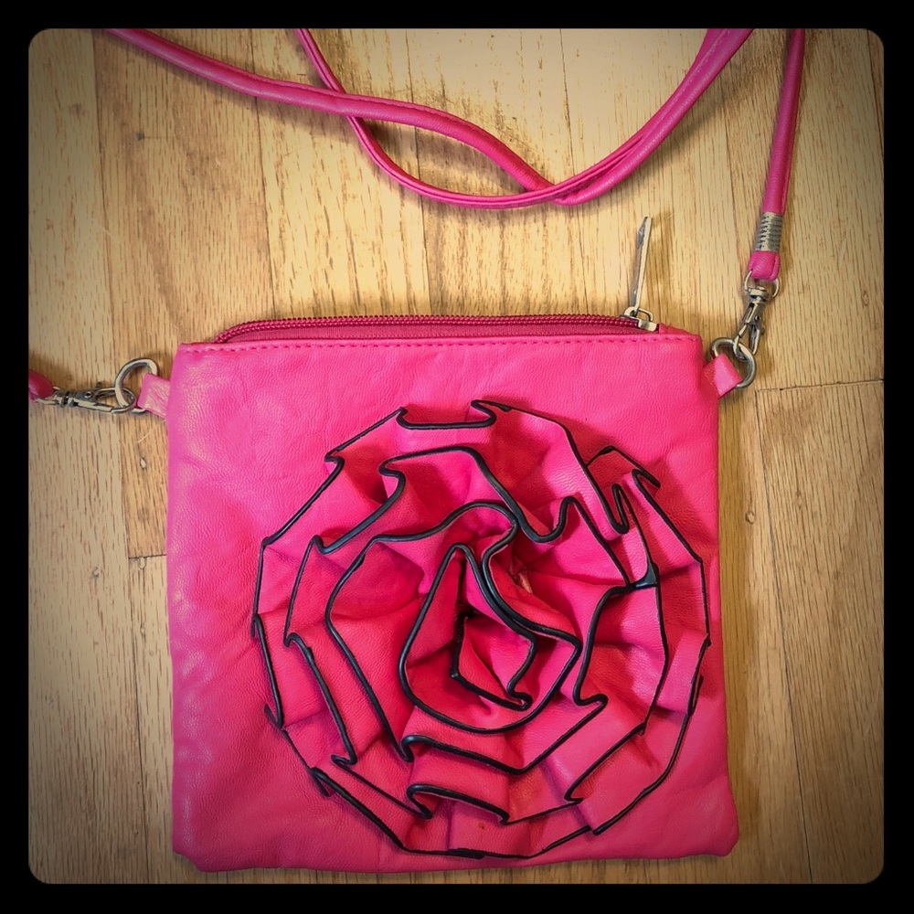 Pink Flower Crossbody Bag